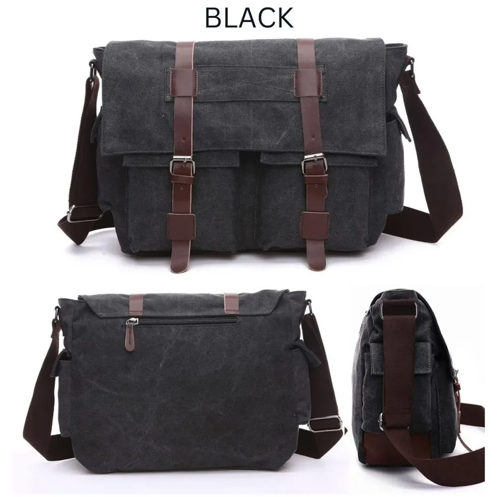 New Leather / Canvas Laptop Computer Bag Briefcase